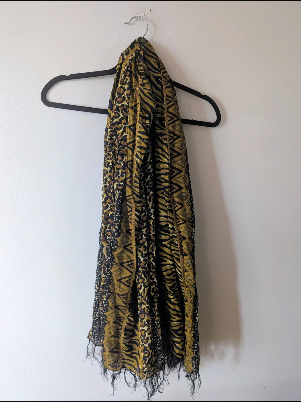 Yellow and Black Patterned Women's Scarf 66' by 40'
